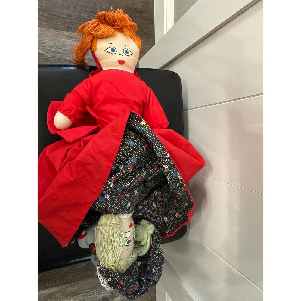 Vintage Topsy Turvy Doll 3n1 Little Red Riding Hood Grandmother Wolf 22” 1960s
